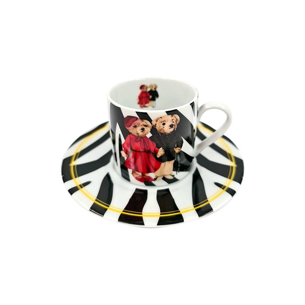 Vitelli Zebra Teddy Bear Desenli Porselen Kahve Fincanı Ayben Cumalı