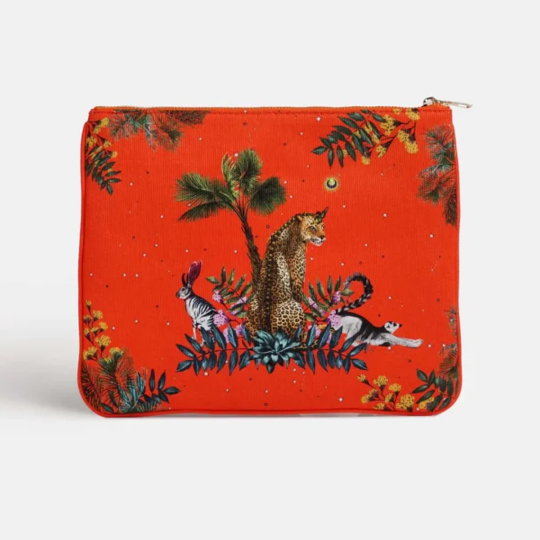 Vitelli Design Studio-Wonderland Turuncu Leopar El Portföyü