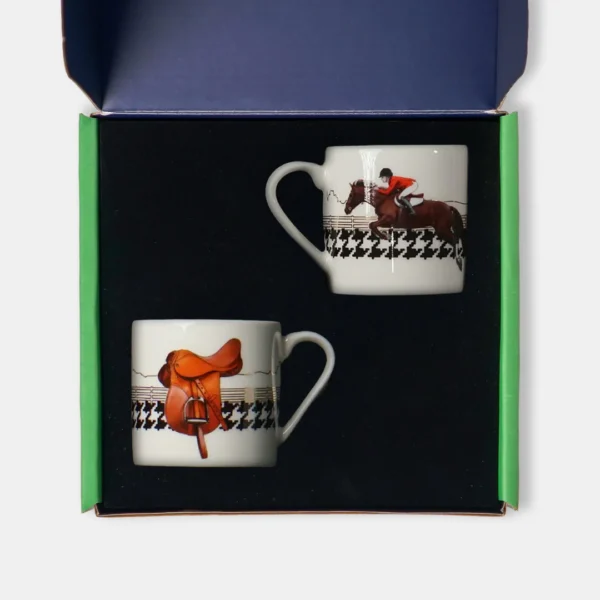 Vitelli Design Studio-Equestrian Taba Eyer ikili Porselen Espresso Fincanı