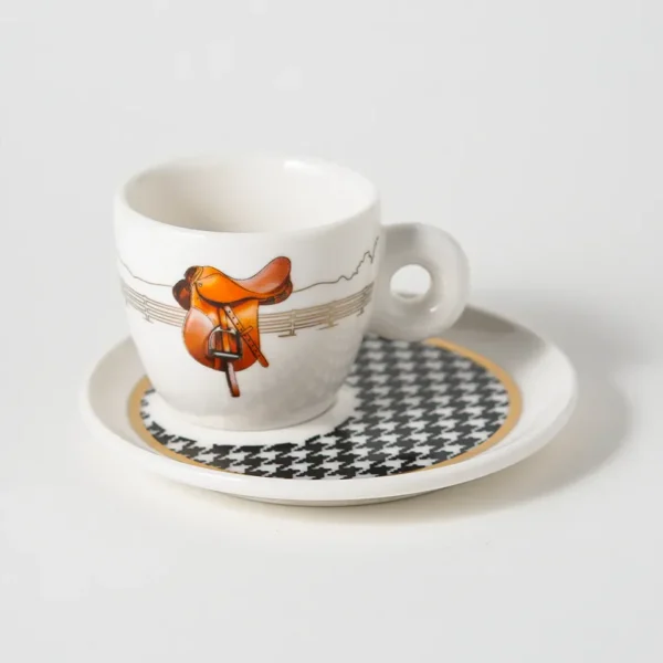 Vitelli Design Studio -Equestrian Taba Eyer Porselen Espresso Fincanı