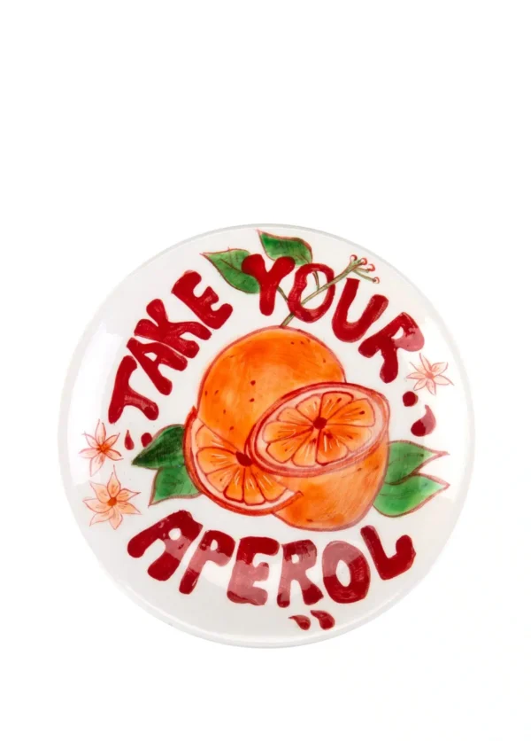 Feeling Good Inside-Pop-up Cocktail Collection Handmade Seramik Take Your Aperol Kokteyl Tabağı 15 cm