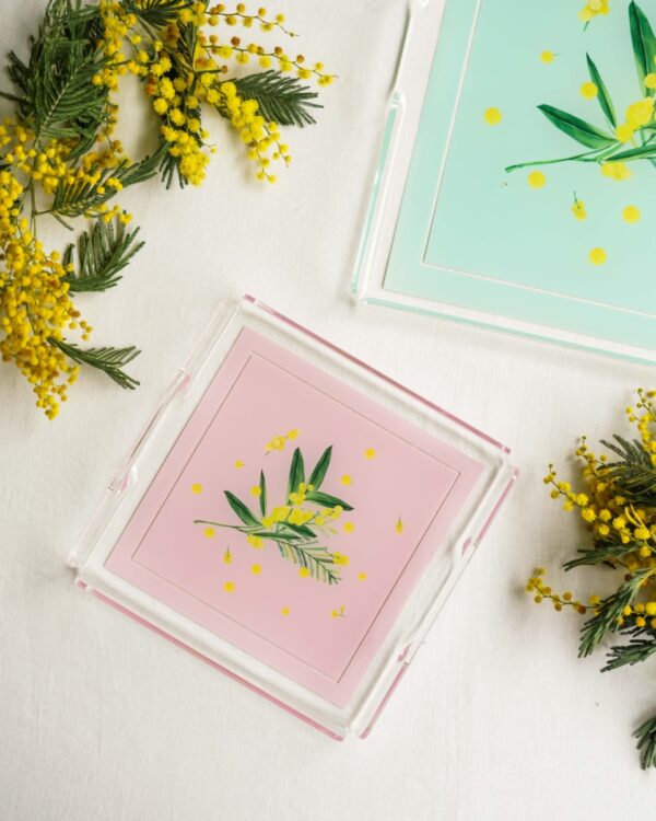 Fern&Co-Fleur De Mimosa Collection Kare Küçük Tepsi