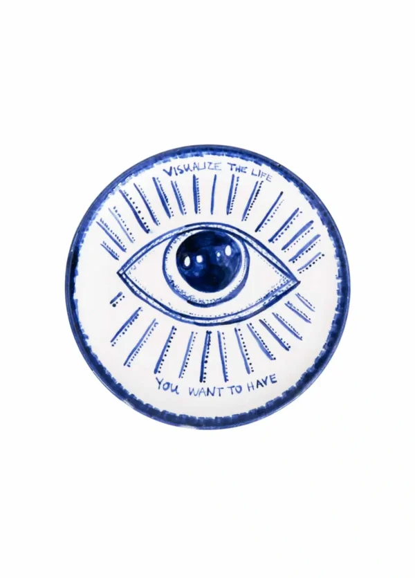 Feeling Good Inside-Inner Eye Collection Handmade Yazılı Tek Göz Seramik Pasta Tabağı