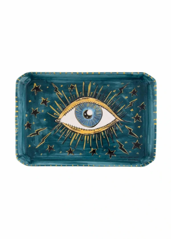 Feeling Good Inside-Inner Eye Collection Mavi Gözlü Handmade Seramik Tepsi