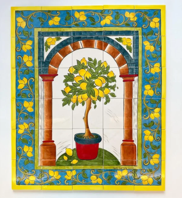 Feeling Good Inside -Amalfi Coast Collecition Saksılı Limonlu Duvar Panosu 50*60 cm