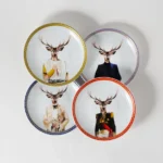 Vitelli Design Studio-Deer 4'lü 12 Cm Porselen Tabak