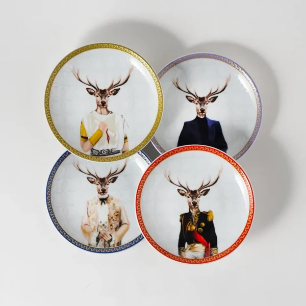 Vitelli Design Studio-Deer 4'lü 12 Cm Porselen Tabak