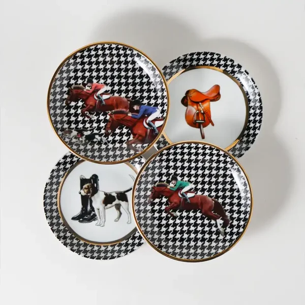 Vitelli Design Studio-Equestrian 4'lü 12 Cm Porselen Tabak