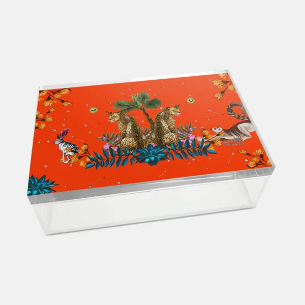 Vitelli Design Studio-Wonderland Turuncu Leopar Akrilik Kutu