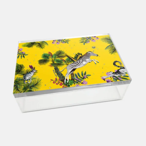 Vitelli Design Studio-Wonderland Sarı Zebra Akrilik Kutu